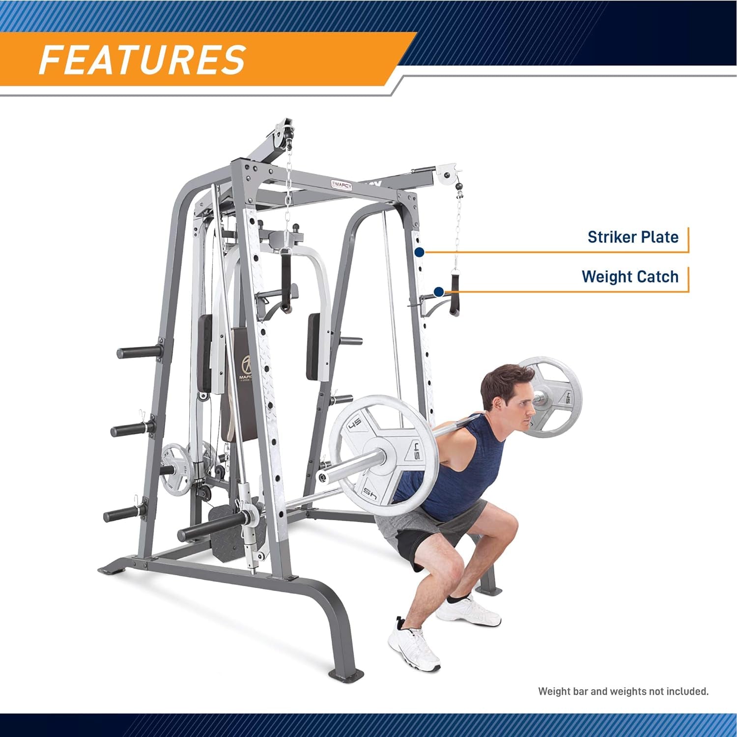 "Ultimate Home Gym System: Pro Smith Cage Workout Machine for Full Body Training with Leg Developer, Press Bar, Cable Crossovers, and Squat Rack in Stylish White"