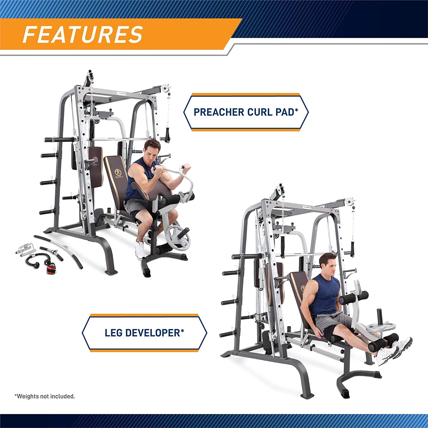 "Ultimate Home Gym System: Pro Smith Cage Workout Machine for Full Body Training with Leg Developer, Press Bar, Cable Crossovers, and Squat Rack in Stylish White"