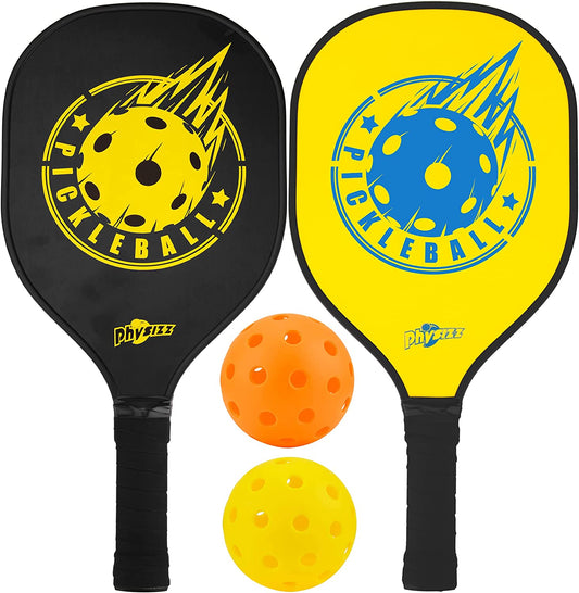 "Ultimate Pickleball Set - 2 Premium Wooden Paddles, 2 Balls & Carry Bag Included! Beginner-Friendly 9-Ply Basswood Rackets with Safe Edge Guard - Perfect for Pickleball Enthusiasts!"