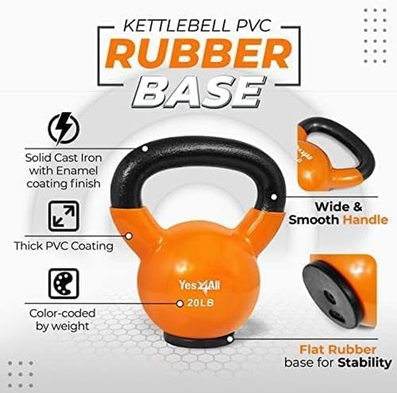 "Ultimate Strength Training Kettlebells - Enhance Your Home Gym with Comfort Grip, Wide Handle, and Special Protective Bottom - 5-50LB Weights"