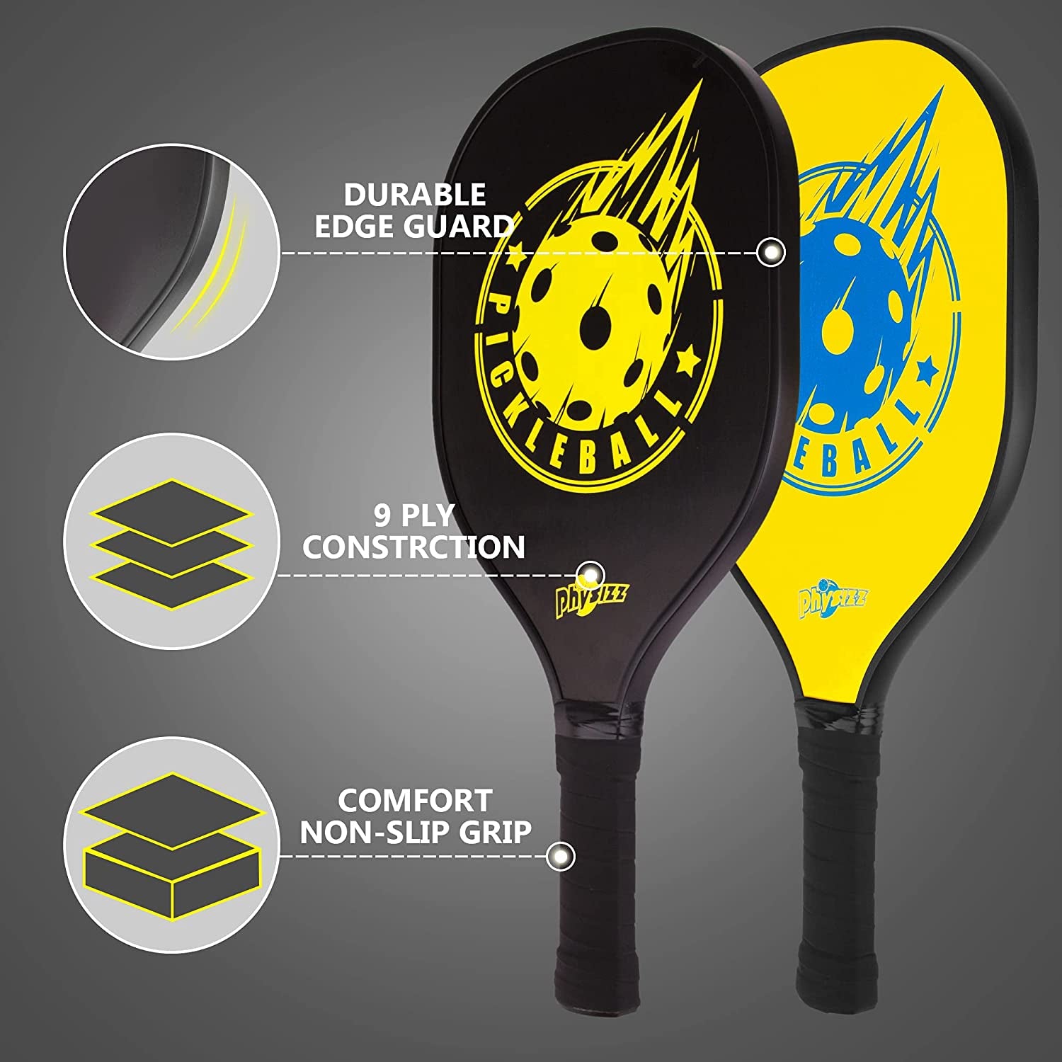 "Ultimate Pickleball Set - 2 Premium Wooden Paddles, 2 Balls & Carry Bag Included! Beginner-Friendly 9-Ply Basswood Rackets with Safe Edge Guard - Perfect for Pickleball Enthusiasts!"