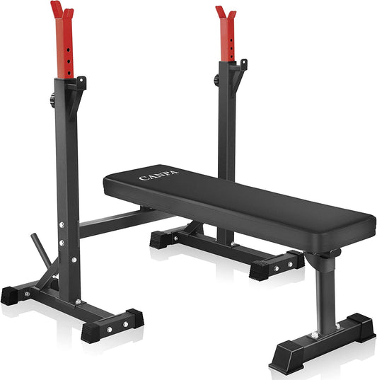 "Ultimate Home Gym Set: Olympic Weight Bench with Squat Rack - Boost Your Strength Training with Adjustable Barbell Rack Stand and Multi-Function Bench Press"