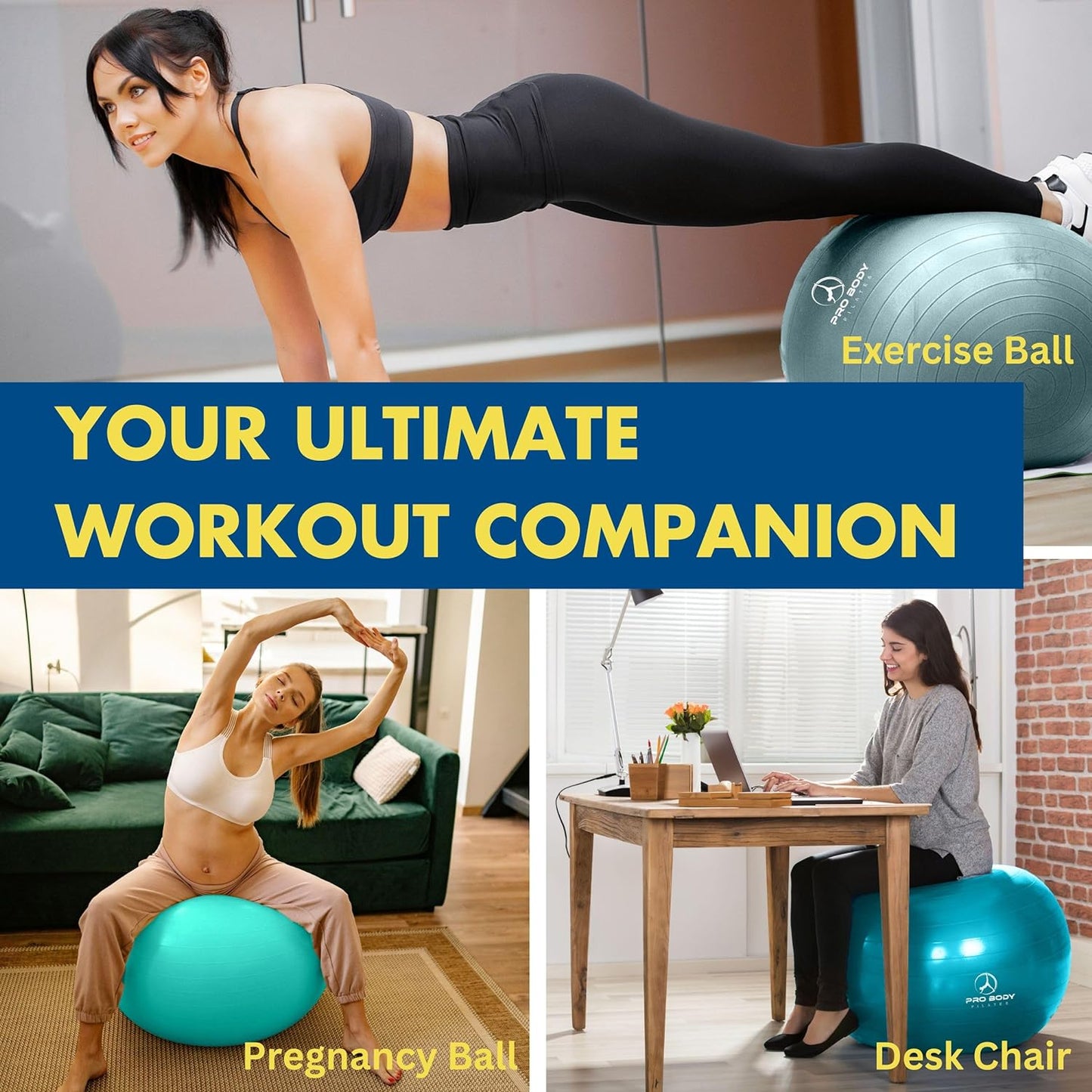 "Ultimate Balance and Stability: Vibrant Yoga Ball for Yoga, Therapy, and Pregnancy"