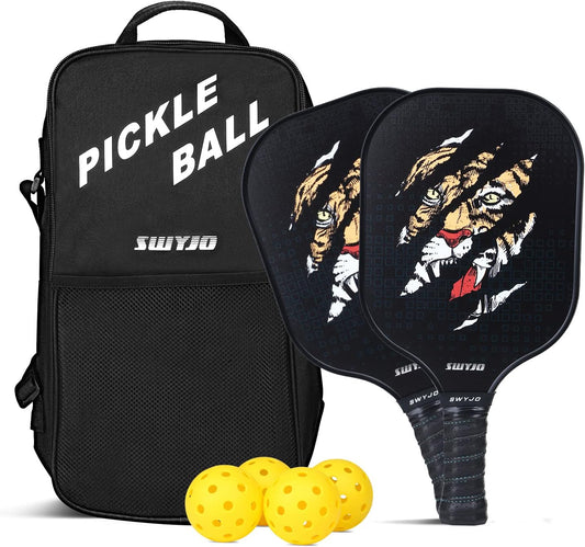 "Premium Pickleball Paddle Set with Durable Fiberglass Core - Includes Bag and 4 Pickleballs - Perfect for Indoor and Outdoor Play!"